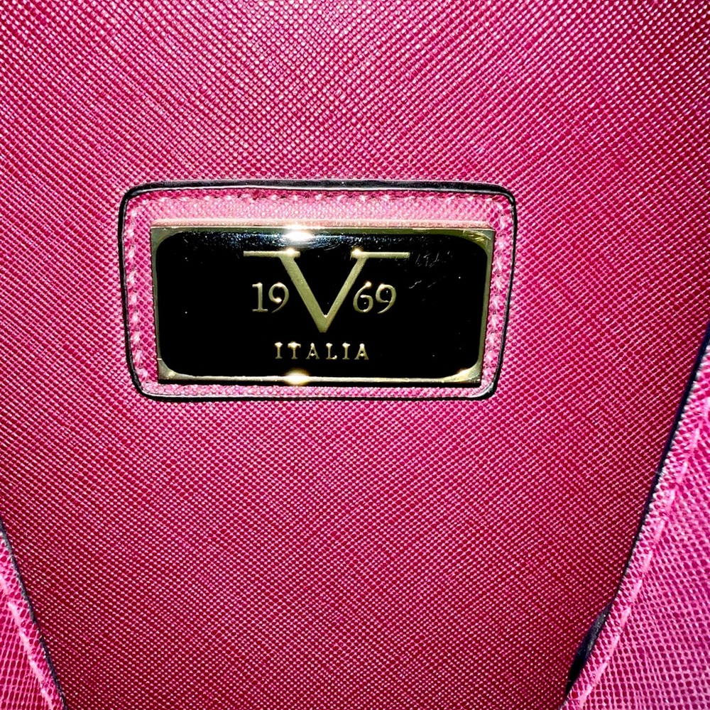 Versace 19v69 burgundy hand bag. Gold detailing. Brown lining. Like new. - Picture 3 of 5